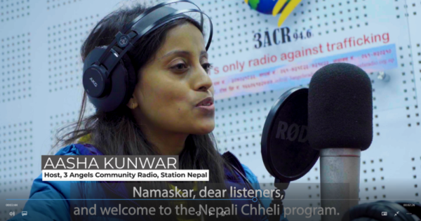 CAMECO was selected as a partner organisation to showcase the media assistance of the German Ministry for Economic Cooperation (BMZ) ; A host from Angels Community Radio, Station Napal, welcoming the listeners. Photo taken from the video Freedom of Expression, Dialogue, Participation.